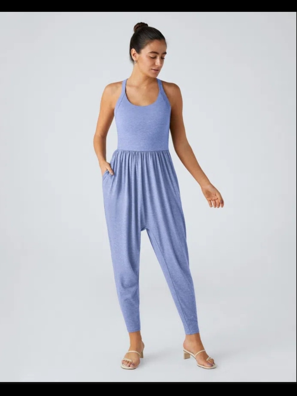 NWT Size Large HALARA Lavender Blue Open-Back Crossover Jumpsuit - Picture 2 of 7
